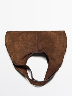 Massimo Dutti Сумка из замши среднего размера, золотой