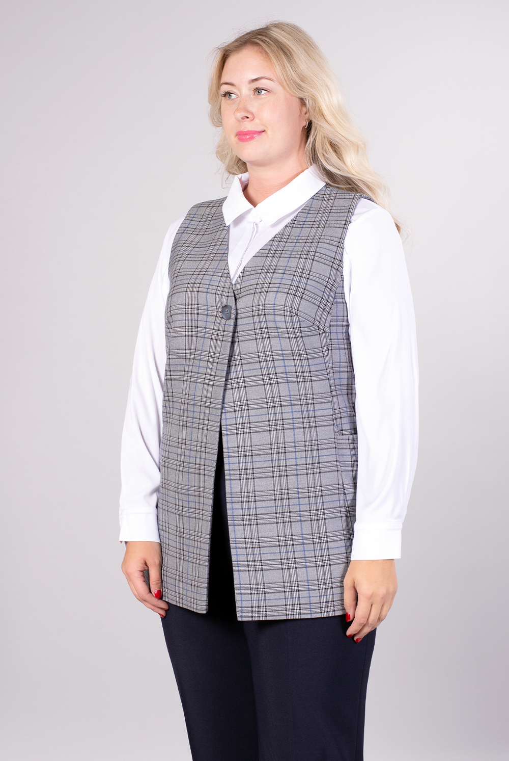 Жилет женский 2980АЕ, серый/синий #32СС062980АЕ