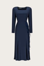 ПЛАТЬЕ ИЗ ШЕЛКА С ДЕКОРАТИВНЫМ ВОЛАНОМ