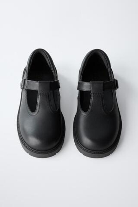 ZARA КОЖАНЫЕ ТУФЛИ, ЧЕРНЫЙ
