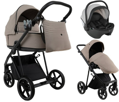 Детская коляска Roan Sol 2.0 3 в 1 с автокреслом Pituso Baesa Pro Black,Beige Canopy SLL/31/T Hazel/Black/руч.Black
