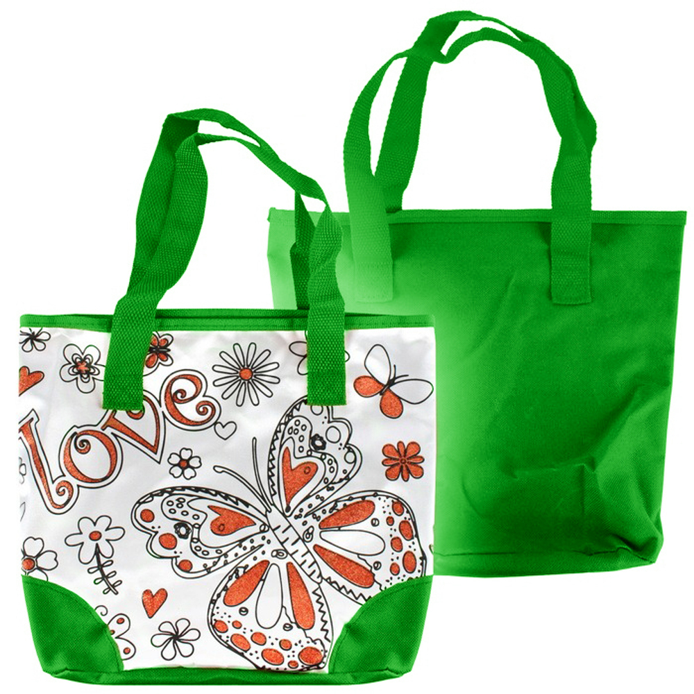 Сумочка раскраска Basir с красками и кистью, размер 24*30 см, серия "Бабочка или девушка", 4 цвета ассорти