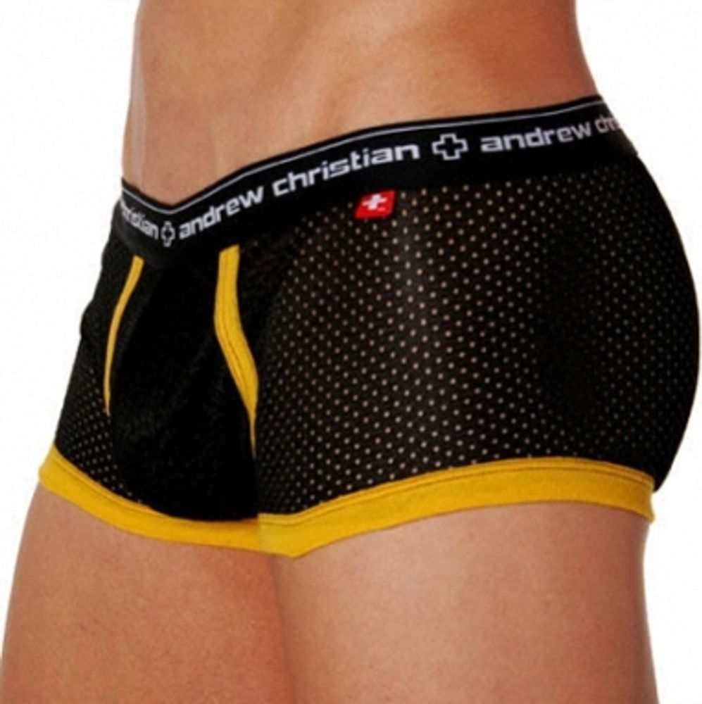 Мужские спортивные боксеры Andrew Christian Black Sport Mesh Boxer ART132