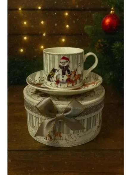 Новогодний подарочный набор чашка и блюдце