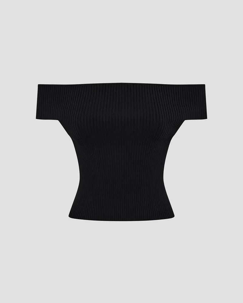 Топ трикотажный с открытыми плечами и короткими рукавами