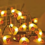 Гирлянда для улицы «Пчёлка» 3м, 20 ламп LED чёрный провод, 2 реж, IP-55, Теплый белый (солнечная батарея).