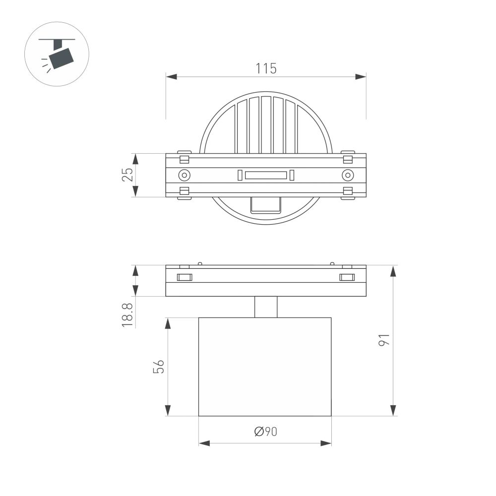 Светильник MAG-VIBE-RONDO-R90-10W Day4000 (WH, 110 deg, 48V) (Arlight, IP20 Металл, 5 лет) 044475