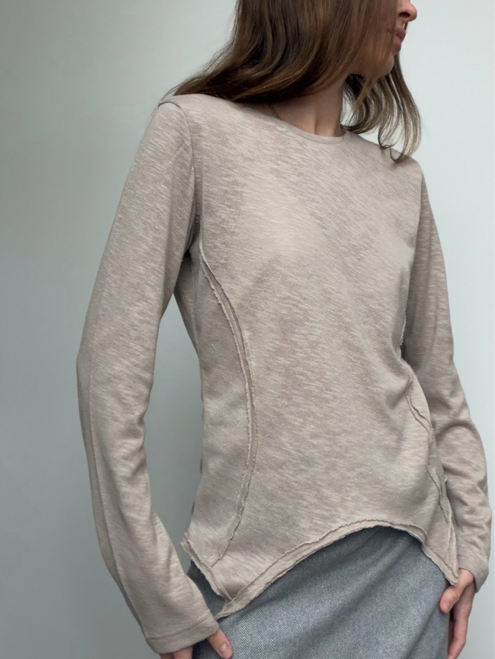 Лонг льняной бежевый с рельефами