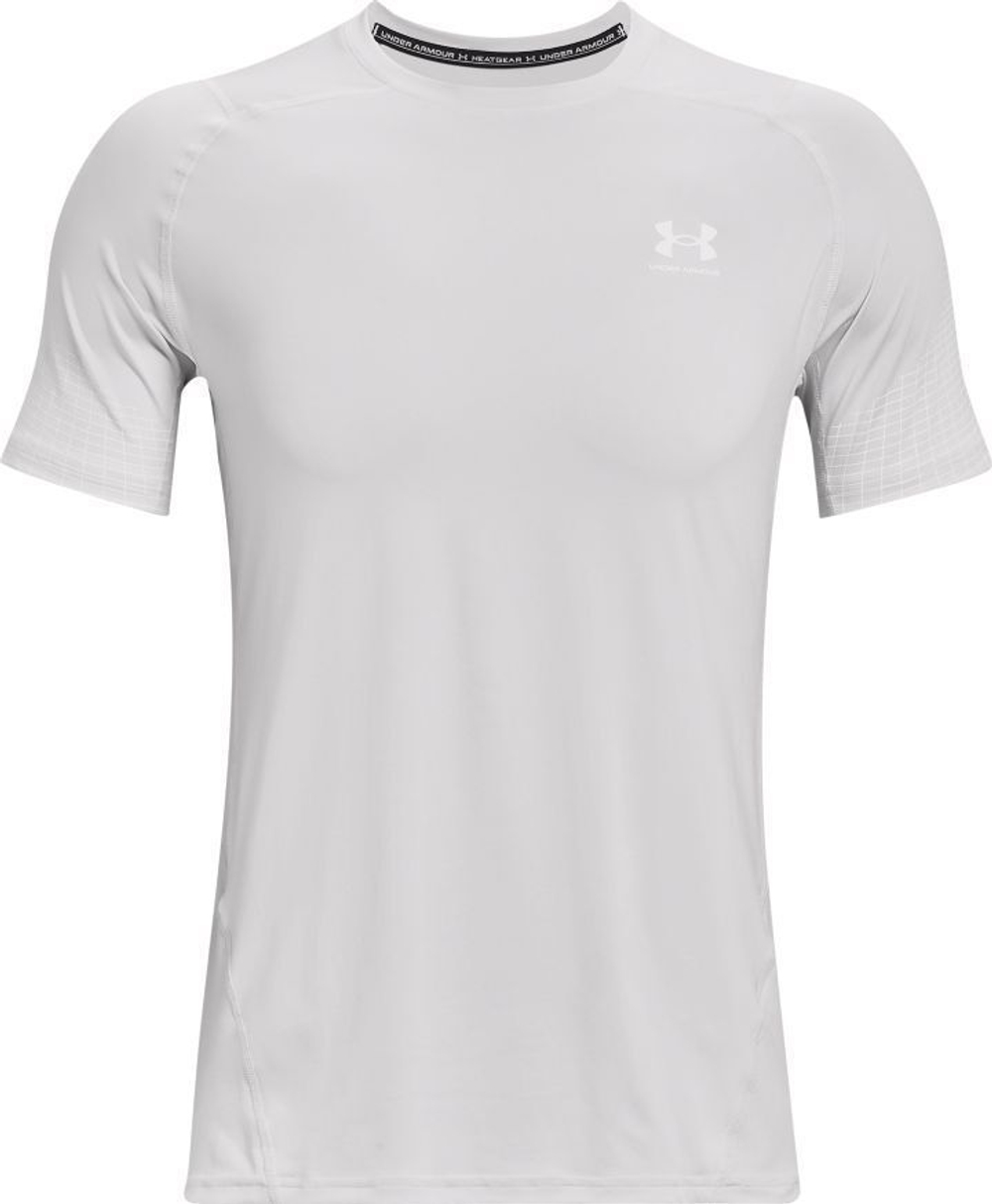 Мужская теннисная футболка Under Armour Men's HeatGear Fitted Short Sleeve - halo gray/white