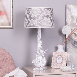 Настольная лампа Терра Белый с абажуром Тюссо Vatican (Ватикан) Сильвер