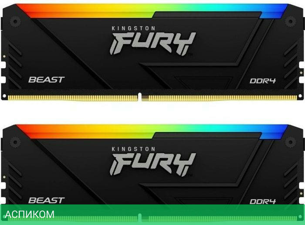 Оперативная память Kingston Fury Beast Black RGB XMP 2x8GB DDR4 (KF436C17BB2AK2/16)
