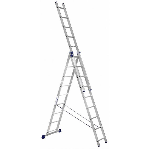 Лестница алюминиевая Алюмет трехсекционная 3x9 ступеней (5309)