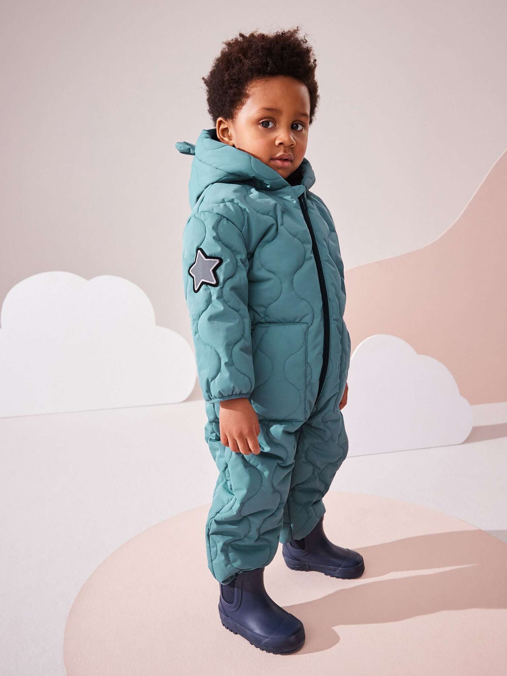 Комбинезон утепленный с капюшоном для мальчика Next Q53-261, Светло-синий