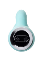 Мятный вибратор с клиторальным стимулятором Milo - 20 см. (Цвет: мятный)