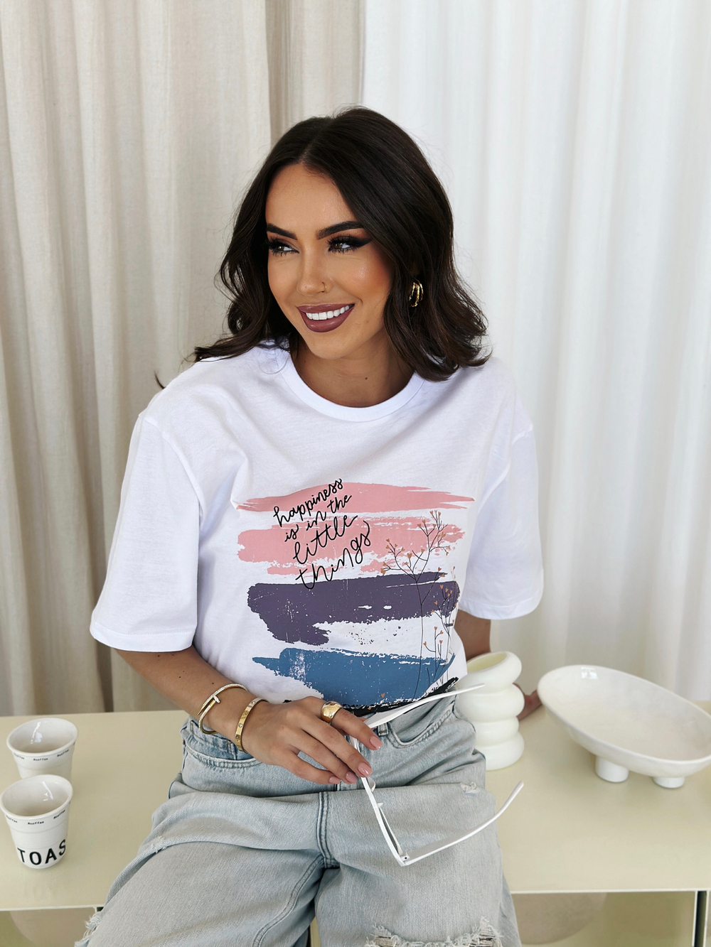 Футболка оверсайз с принтом длинная