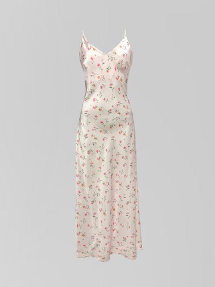 Платье-комбинация Ailuna collection 777 атласное в цветок на лямках с регулировкой