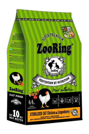 ZooRing STERILIZED CAT CHICKEN&LINGONBERRY Цыплёнок с брусникой 10кг