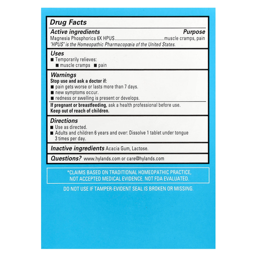 Hyland's Naturals, Cell Salt # 8, Mag Phos 6X, 100 быстрорастворимых таблеток