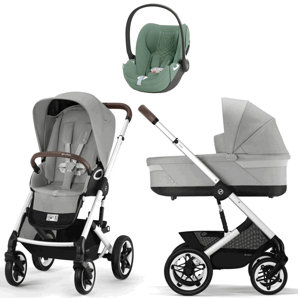 Коляска Cybex Talos S Lux SLV complete Cloud T Leaf Green Plus 3 в 1 Stone Grey с дождевиками