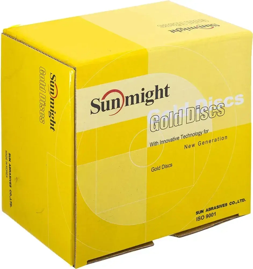 D-125; P120; 100 шт. GOLD, 8 отверстий. Шлифовальные круги 125мм на липучке, SUNMIGHT: 125 мм; P120; 100 шт.