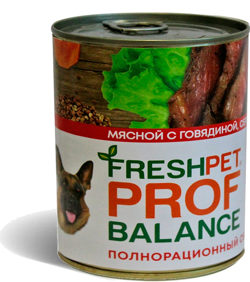 Freshpet Profbalance (консерв.) для собак, с говядиной, сердцем и гречкой, 850гр.