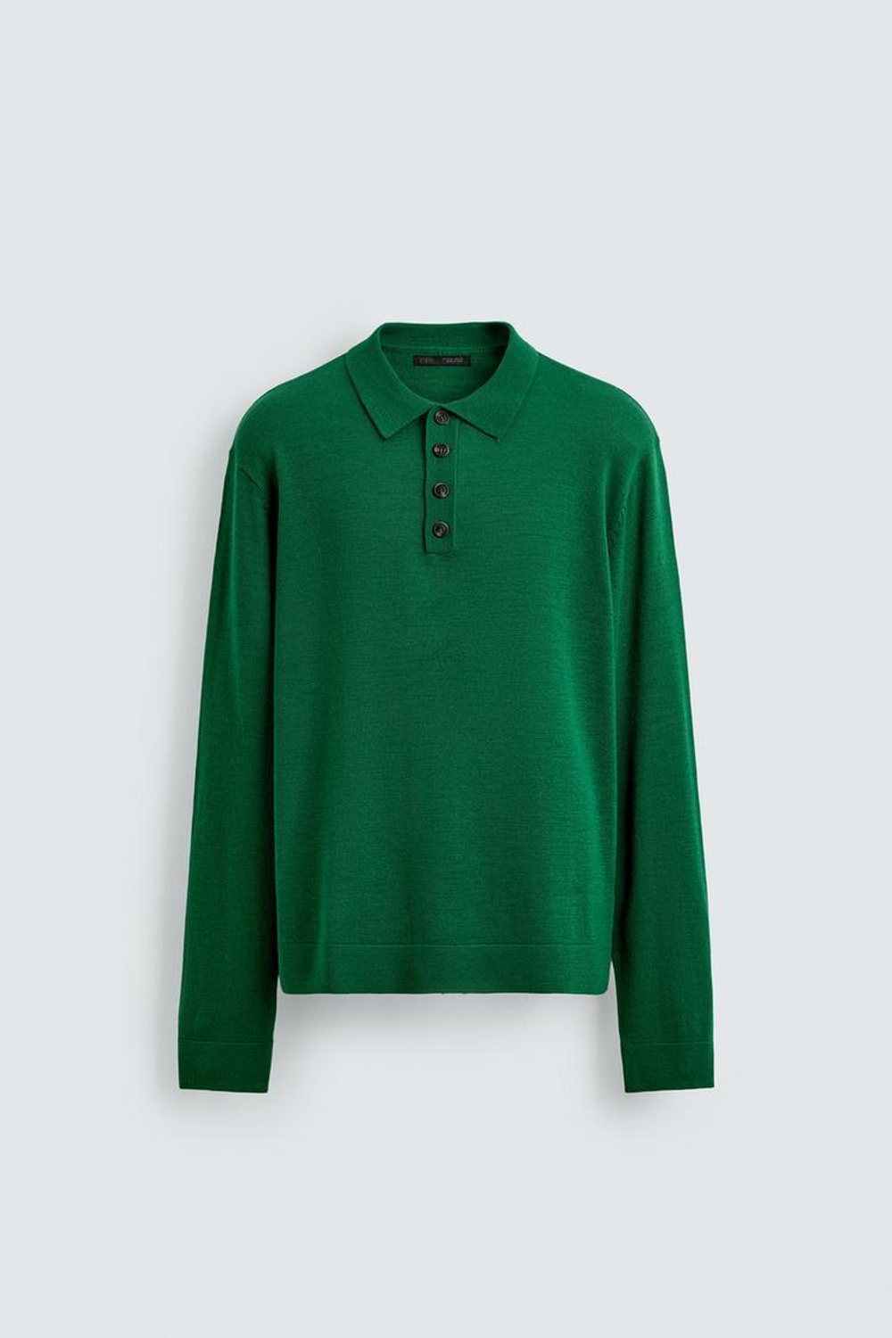 ZARA ПОЛО ИЗ 100% ШЕРСТИ, ЗЕЛЕНЫЙ