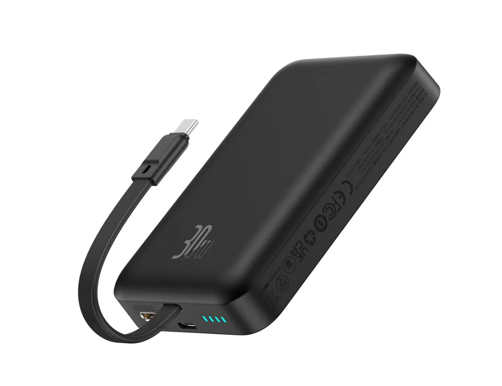 Baseus Внешний аккумулятор Magnetic 2 in 1 Power Bank 30W 10000mah, черный