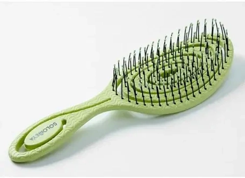 SOLOMEYA Расческа био для волос подвижная ЗЕЛЕНАЯ Solomeya Detangling Bio Hair Brush Green, 1 шт.