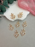 Подвеска «Сердце с короной», позолота 14к с фианитами, 15*24 мм