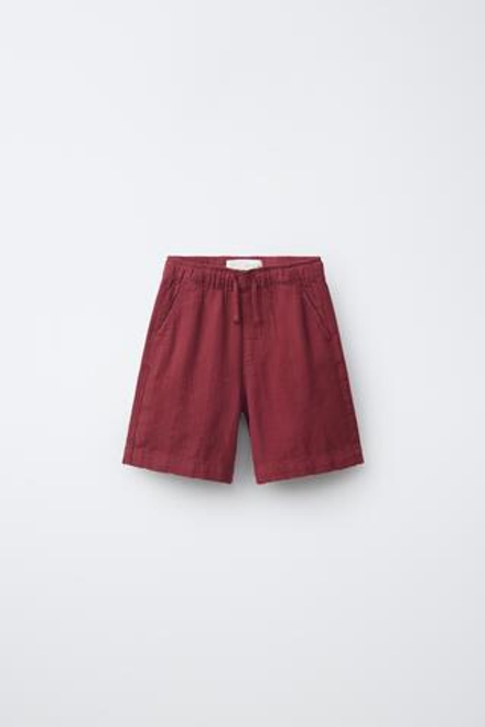 ZARA ШОРТЫ В СЕЛЬСКОМ СТИЛЕ, БОРДОВЫЙ