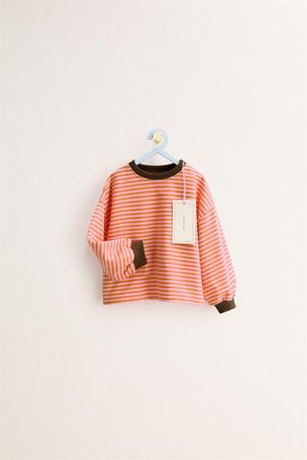 ZARA ZARA TIMELESS - ФУТБОЛКА В ПОЛОСКУ С КОНТРАСТНОЙ ОТДЕЛКОЙ, МАНДАРИНОВЫЙ