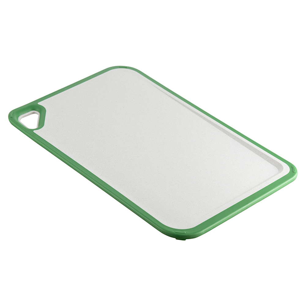 Доска разделочная из пшеничного волокна homi, 36х25 см, светло-серая с зеленым кантом