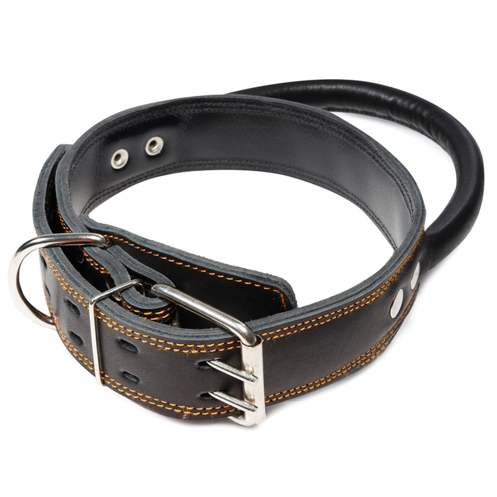 Ошейник двойной с круглой ручкой кожаный, 45*760мм, Gamma