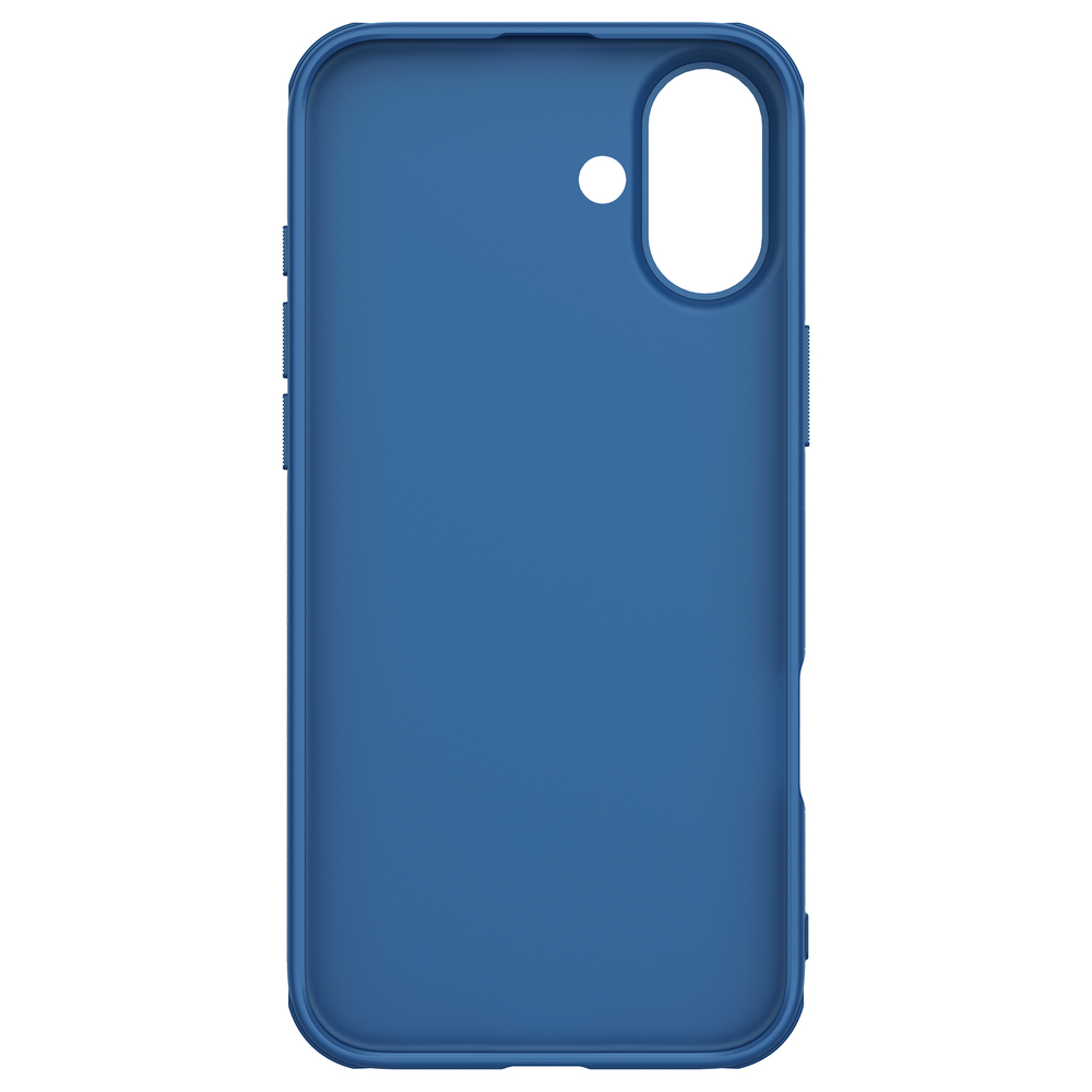 Усиленный чехол синего цвета от Nillkin для iPhone 16, серия Super Frosted Shield Pro
