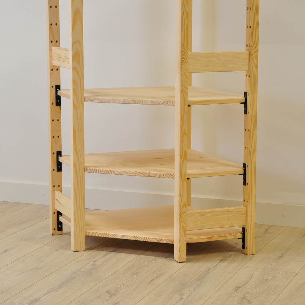 Стеллаж Ивари угловой, деревянный, из массива