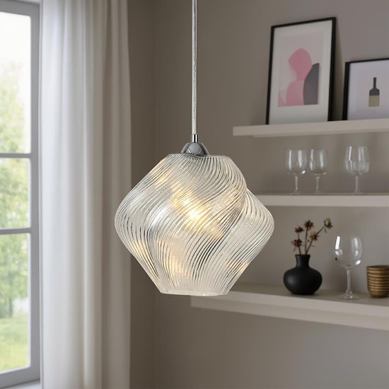 8288/1A MODERNI хром/прозрачный, металл/стекло Подвес E27 1*60W 220V TIDE