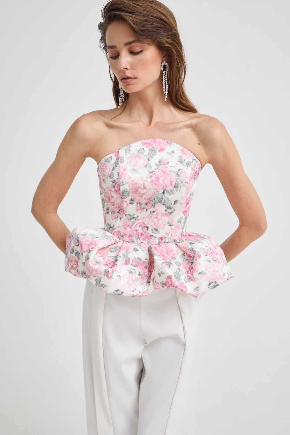 Корсет цветочный принт