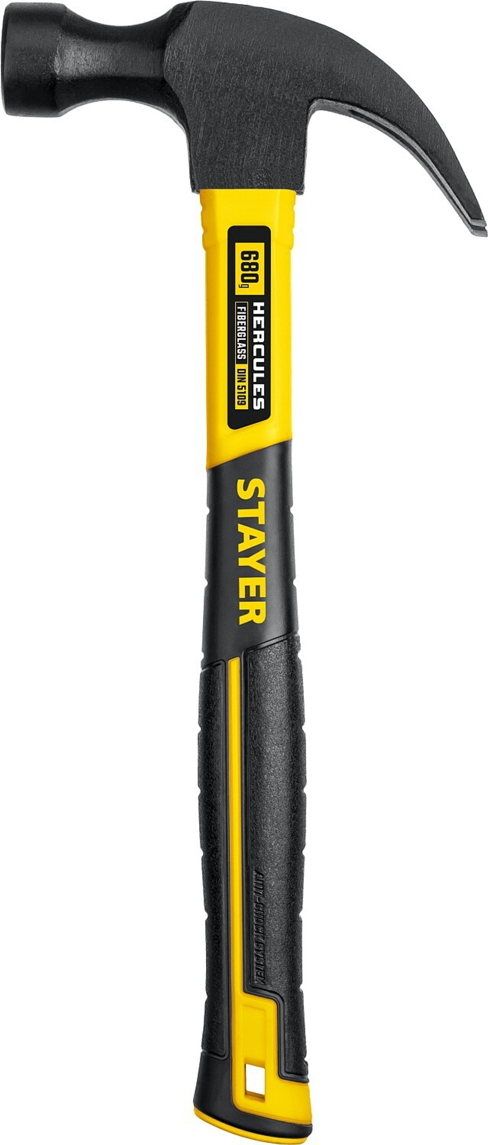 STAYER Fiberglass, 680 г, с фиберглассовой рукояткой, столярный молоток-гвоздодёр, Professional (2026_z02)