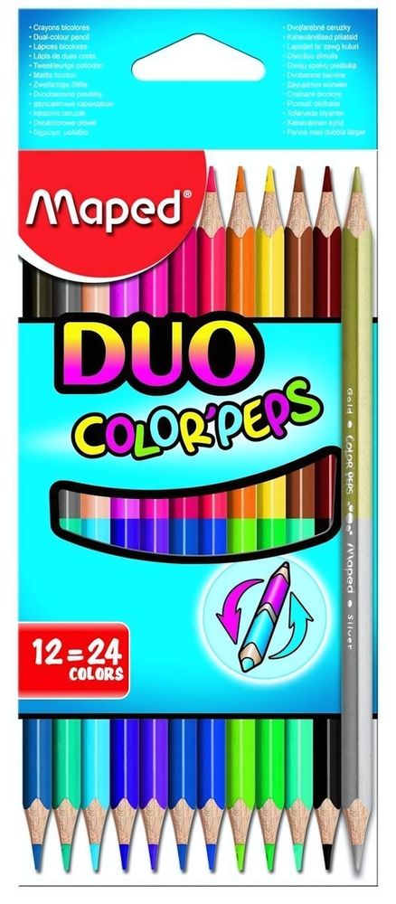 Карандаши 24 цв. COLOR&#39;PEPS из липы, двусторонние, коробка (Мапед)