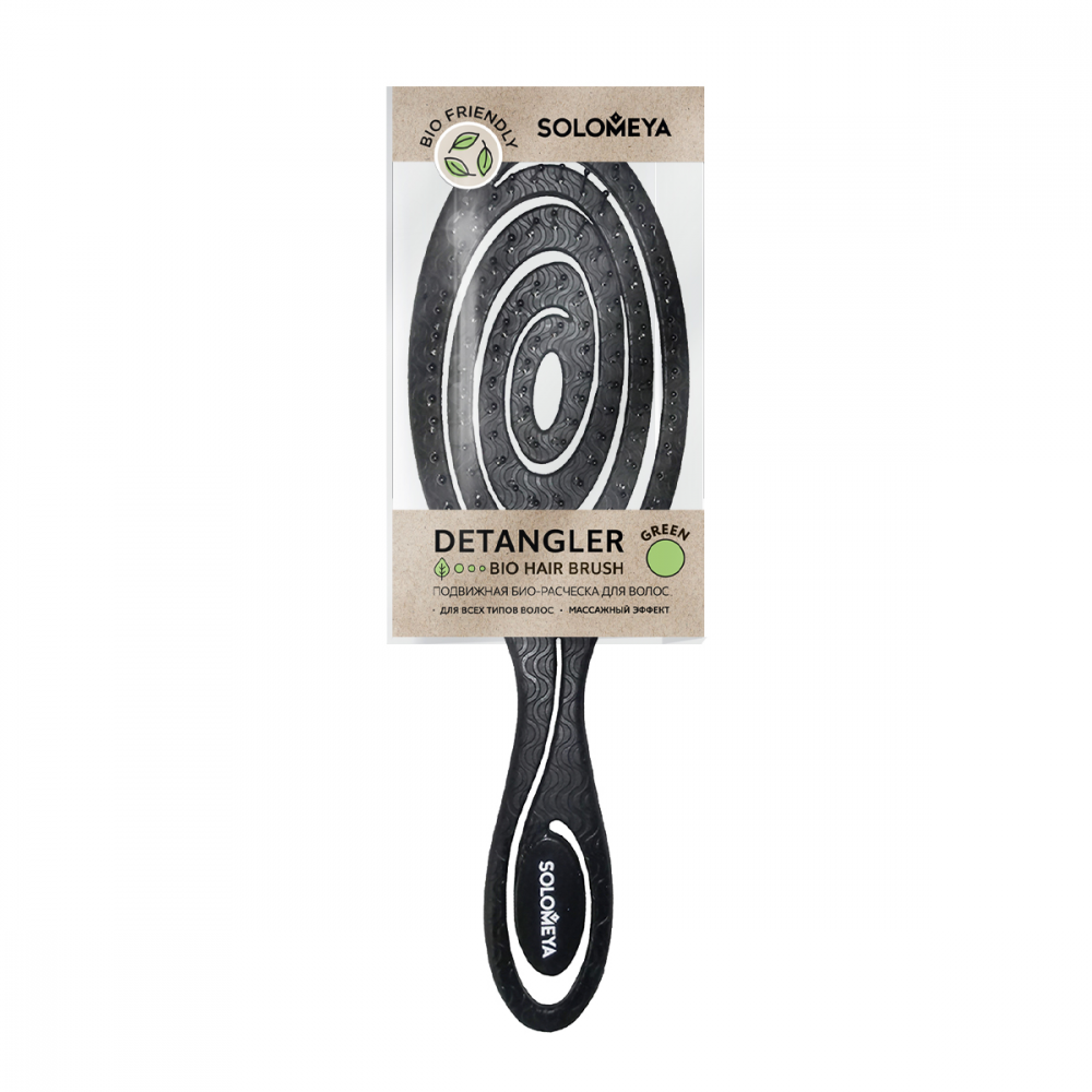 SOLOMEYA Расческа био для волос подвижная ЧЕРНАЯ Solomeya Detangling Bio Hair Brush Black, 1 шт.