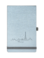 Блокнот "Reporter" А5 96 листов твердая обложка из эко-кожи Metallic серебристый с тиснением "Paris"