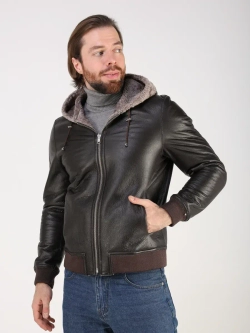 Дубленка натуральная куртка зимняя с капюшоном шуба