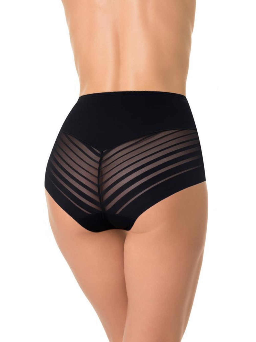 Высокие трусики-слипы с полосками по бокам (Размер: XXXL) (Цвет: черный)