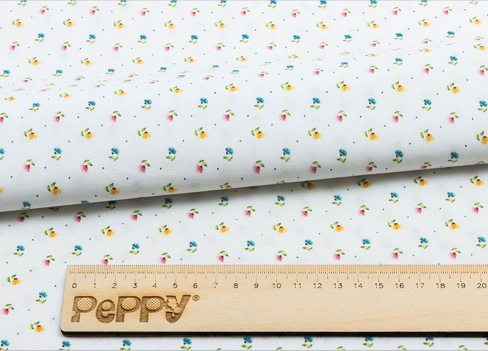 Ткань для пэчворка Peppy Нежная история, рулон 112 см / 5 метров, НИ-19 белый, Peppy