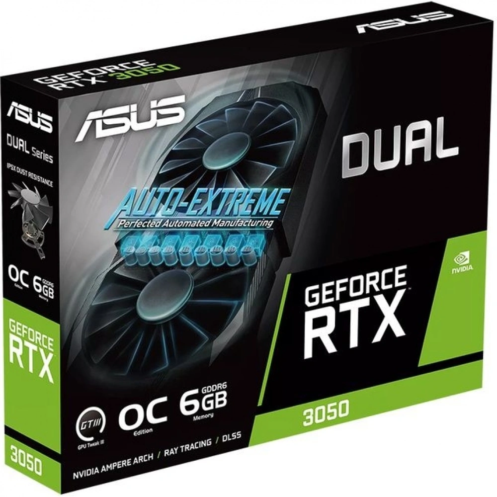 Видеокарта ASUS RTX3050 BRK OC 6GB GDDR6 96bit DVI-D DP HDMI 2FAN LP RTL RTX3050-O6G-LP-BRK