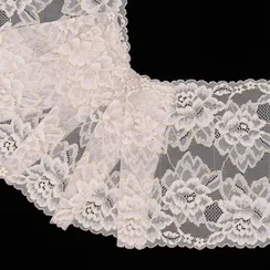 Кружево эластичное пыльно-розовое/золото 21 см, Китай