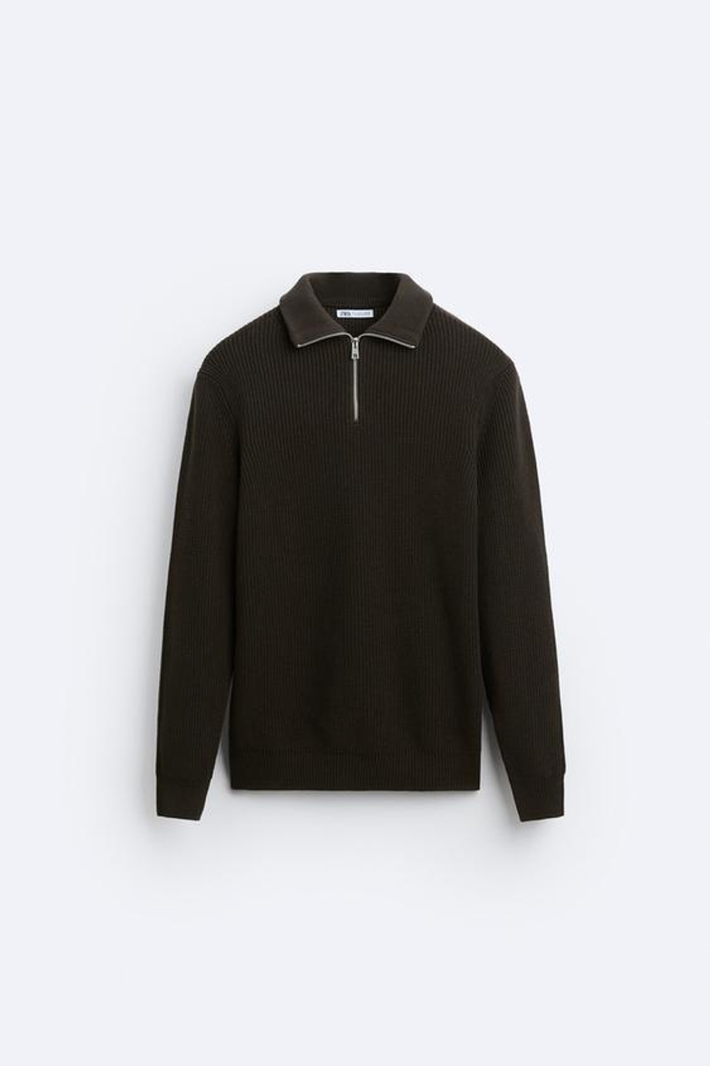 ZARA СВИТЕР С КОРОТКОЙ ЗАСТЕЖКОЙ-МОЛНИЕЙ, КОРИЧНЕВЫЙ