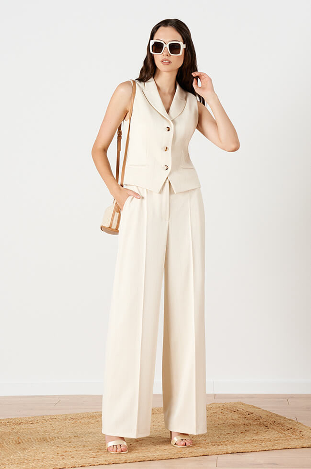 1928 Жилет женский (кремовый полоска)