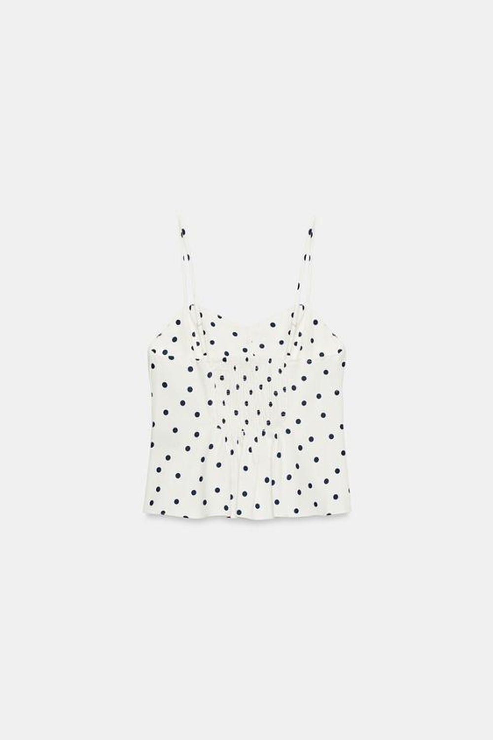 ZARA ТОП В ГОРОШЕК С БАСКОЙ, СИНИЙ/БЕЛЫЙ
