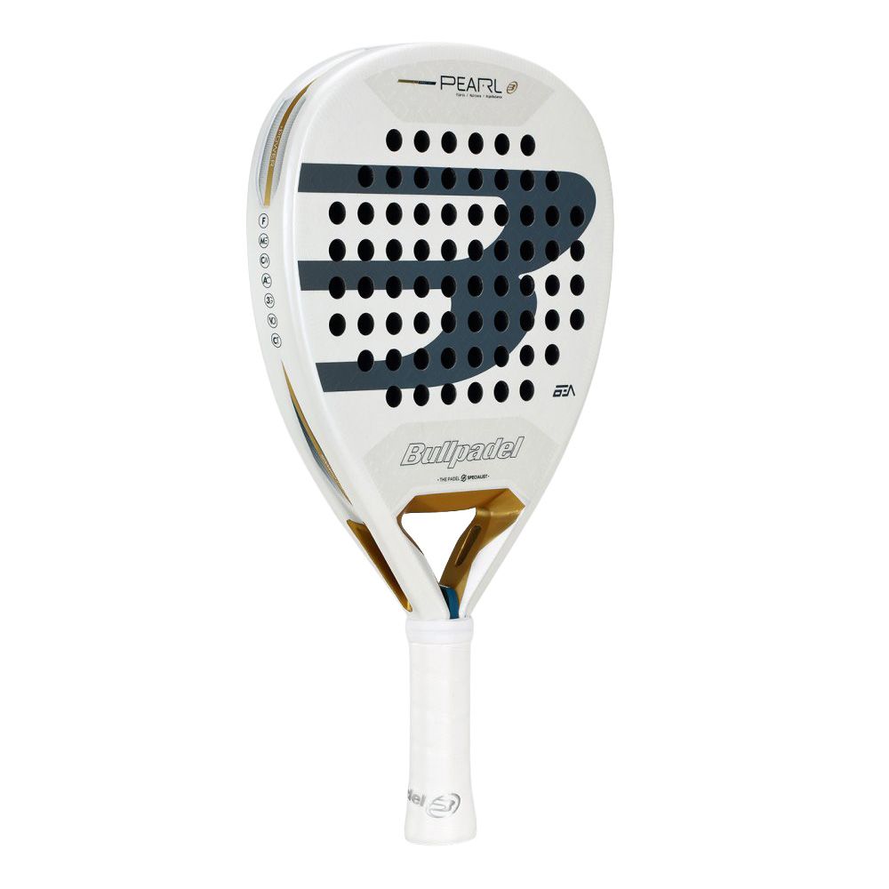 Ракетка для падела BULLPADEL Pearl 26, 493804, для профессионалов, карбон, бело-серый